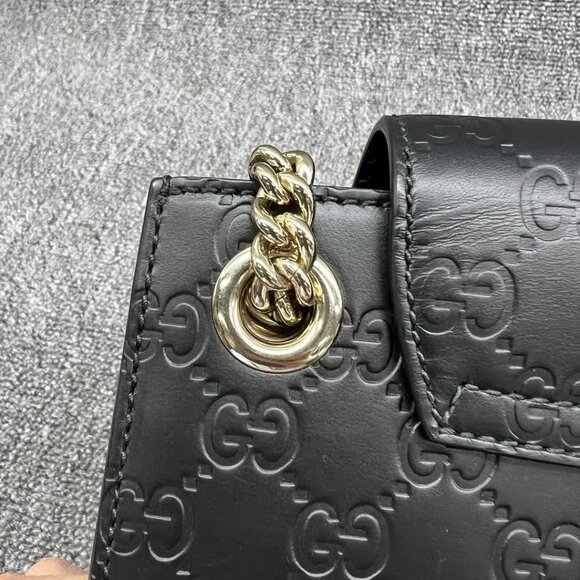 GUCCI Emily Black Leather Shoulder Bag 620-032825 - Picture 8 of 14